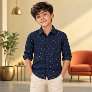 Kids & Boys Full Sleeve Casual Shirt – Dark Navy