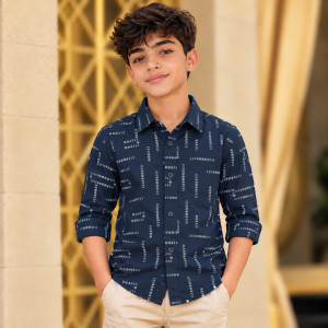 Juniors' Smart Casual Navy Shirt