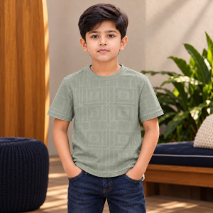 Boys' TrendStyle Silver Cotton Round Neck T-Shirt