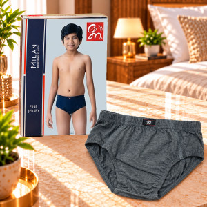 Boys & Kids Cotton Brief with Inner Elastic – Charcoal Melange