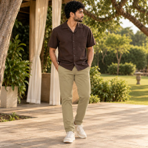Khaki Smart Casual Cotton Pant