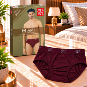 Men's Cotton Brief with Outer Elastic – Maroon