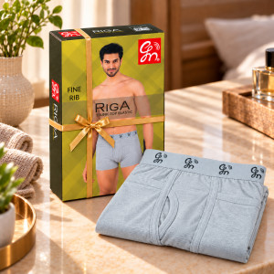 Men's Cotton Trunk with Topper Elastic & Pocket – Grey Melange
