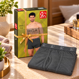 Men's Cotton Trunk with Topper Elastic & Pocket – Charcoal Melange