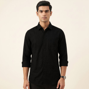 Men's Refined Long Fit Full Sleeve Shirt – Black