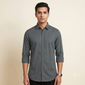 Men's Classic Pure Cotton Full Sleeve Shirt – Dark Grey