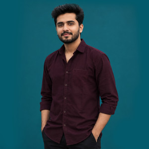 Cotton Wine Red Classic Solid Shirt