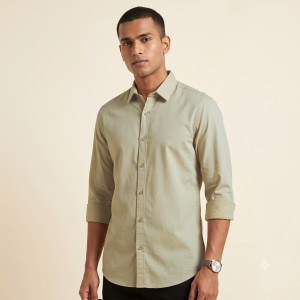 Men's Premium Long Fit Full Sleeve Shirt – Beige