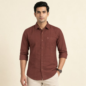 Men's Soft Maroon Long Fit Shirt