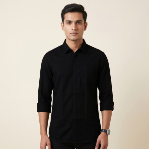 Men's Classic Long Fit Full Sleeve Shirt – Black