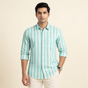 Focus Azure Luxe Long Fit Cotton Shirt – Light Blue