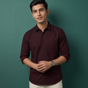Men's Maroon Royale Full Sleeve Cotton Shirt