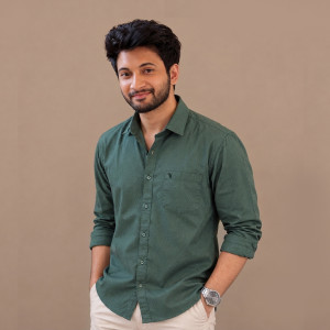 Men's Casual Long Fit Shirt – Forest Green