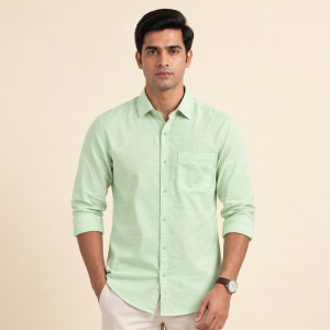 Men's Sage Green Textured Casual Shirt