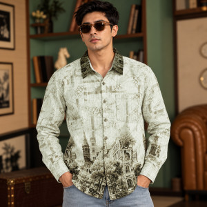Men's UrbanStyle Brown Printed Casual Shirt