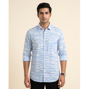 Men's Skyline Blue Abstract Printed Casual Shirt