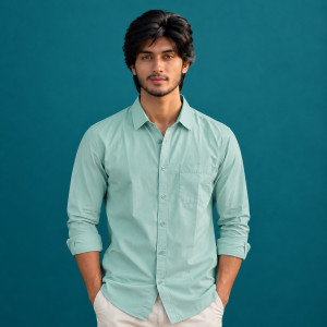 Men's Premium Casual Long Fit Shirt – Light Green