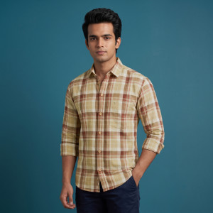 Men's Classic Long Fit Full Sleeve Shirt – Light Khaki