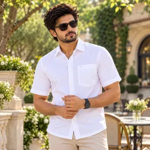 King Men's White Half Sleeve Shirt