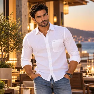 Linen Men's White Full Sleeve Shirt