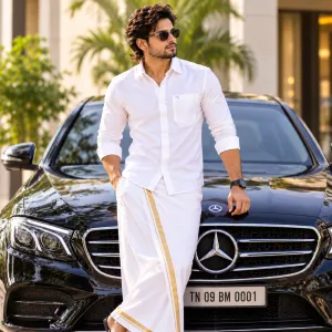 Prince Men's White Pure Cotton Full Sleeve Shirt