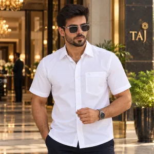 Rajaguru Men's White Half Sleeve Shirt